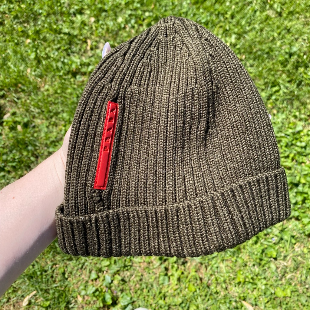 Olive Green Prada Beanie